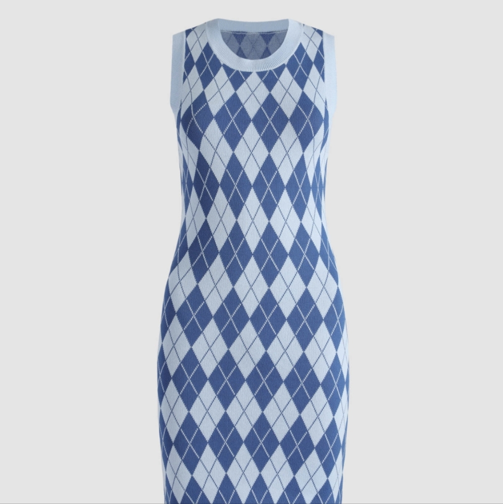 Argyle knit dress
